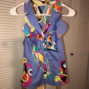 Emilio Pucci razor back button down tank top